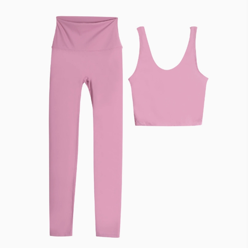 Lycra fabric women's yoga sports bra shock-absorbing vest high waist tight pants set push up jogging fitness sportswear gym leggings lingerie Top