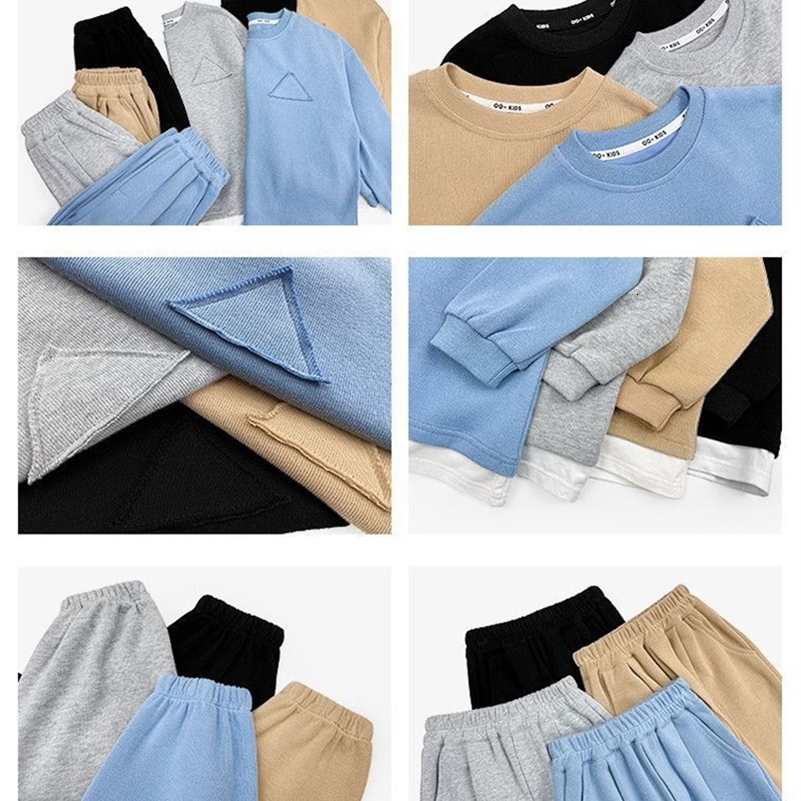 Boys Casual Spring Sets Children Fashion Clothes Suits Kids Solid Colour SweatshirtsPants 2Pcs Simplicity Autumn Outfits 250912