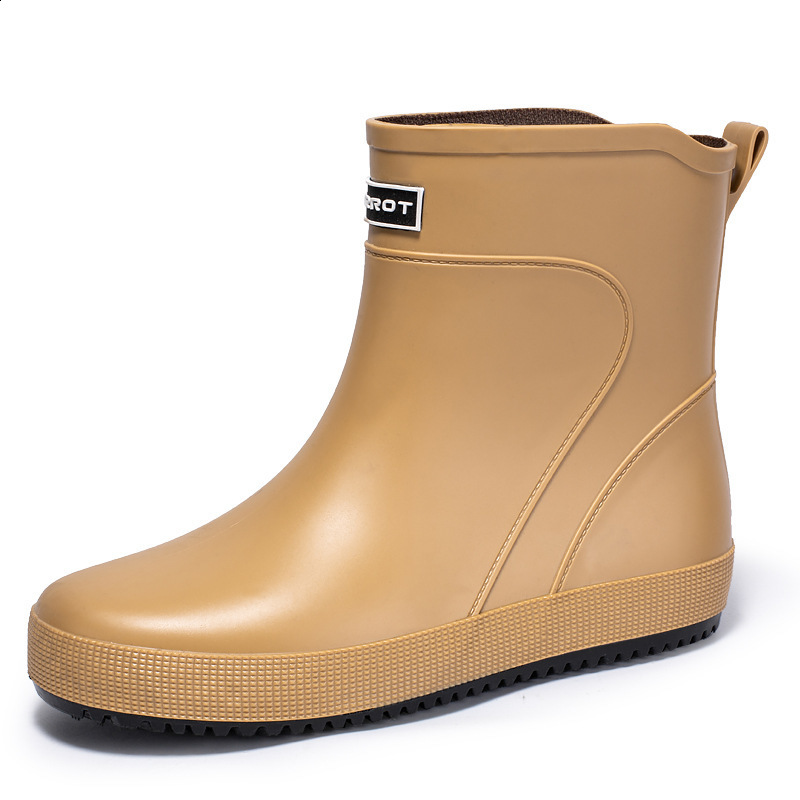 Mens MidCalf Waterproof NonSlip Fashionable Outdoor Water Shoes Short Tube Overshoes FleeceLined Water Shoes Fishing Rubber Shoes 241115