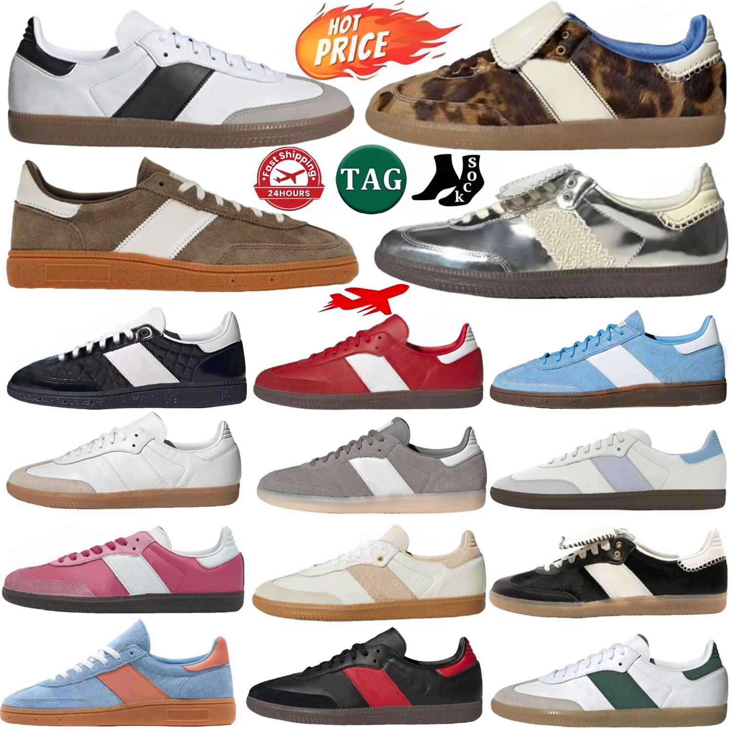 Designer Shoes Man Woman Sneakers Cloud White Core Black Gum Navy Cardboard Sier handballs Pony Leopard Vegan OG Sand Strata Sporty and rich Trainers with box