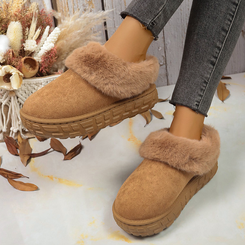 Winter new thick soled and plush women's snow boots large size 36-42 warm plush Cotton-padded ankle boots free shipping brown camel