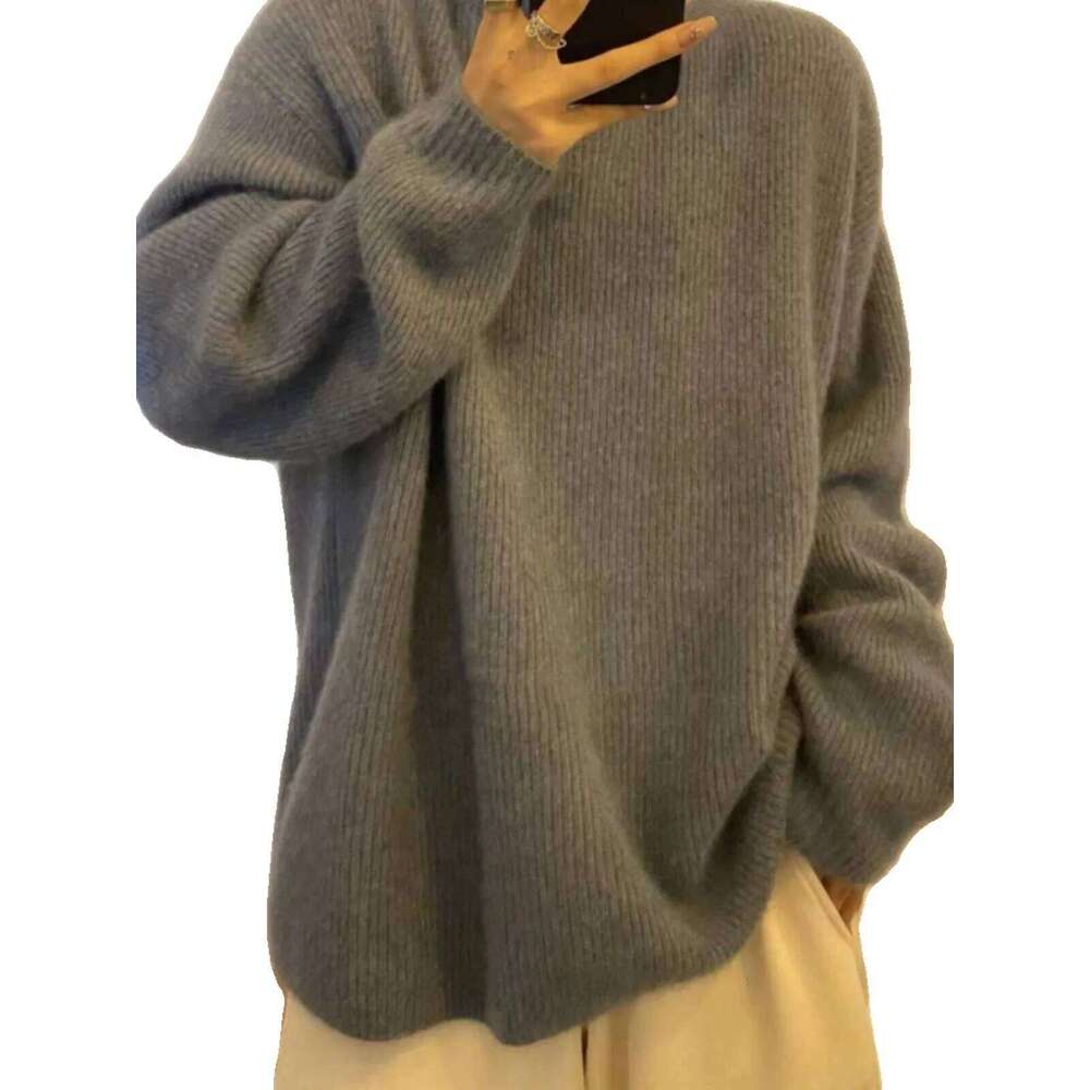 100% pure cashmere female European goods autumn and winter high-end loose sweater high-grade sense