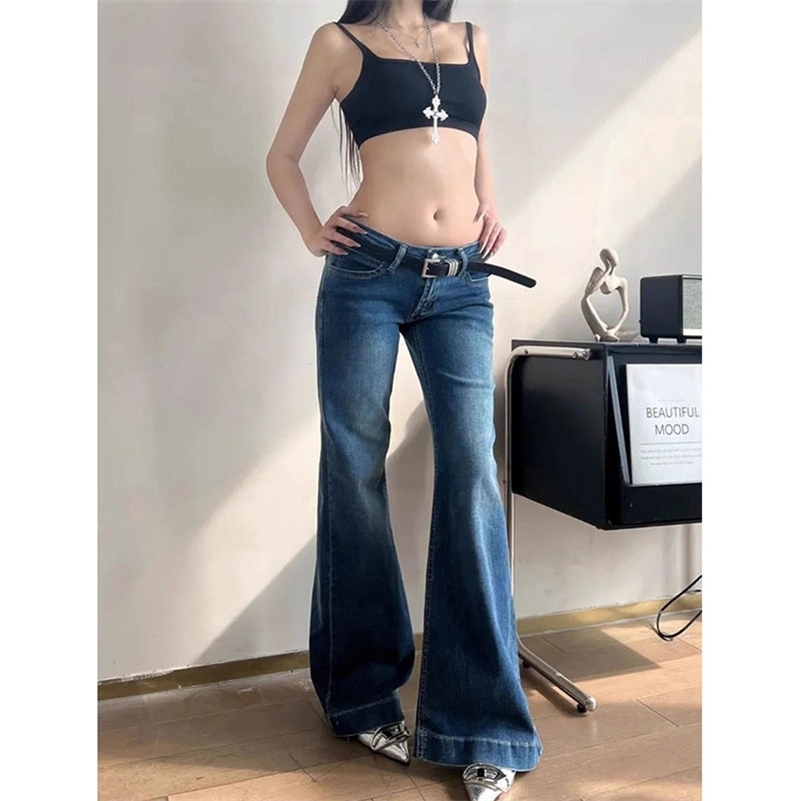 Lucyever Y2K Streetwear LowWaisted Jeans Women Korean Fashion Slimming Denim Flares Pants Spring Summer Sexy Wide Leg Trousers Z260313