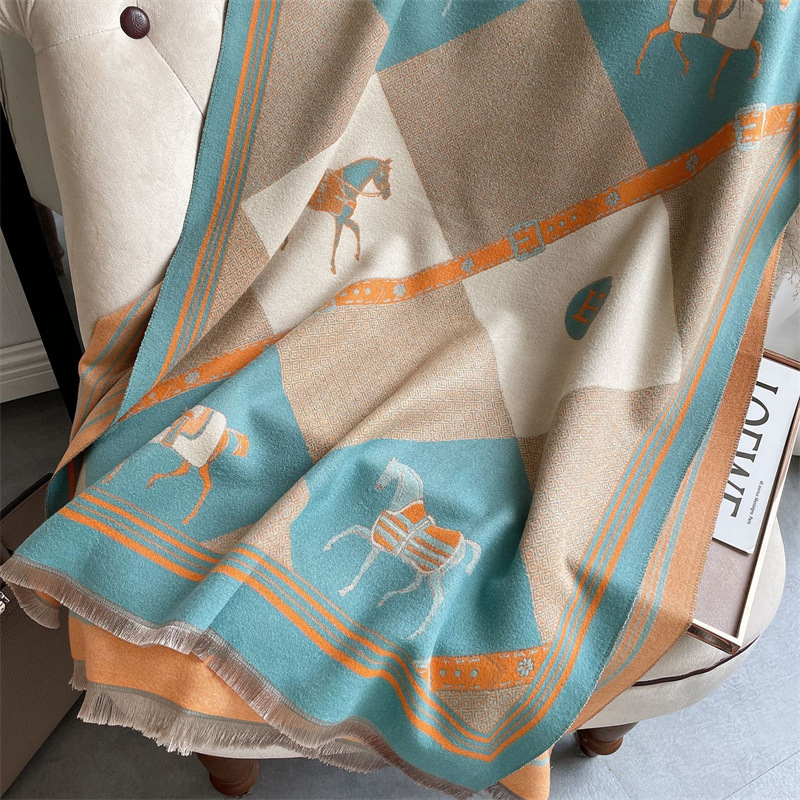 Free shipping designer Scarves light luxury fashion thick same style imitation cashmere warm scarf for womens office air conditioning shawl
