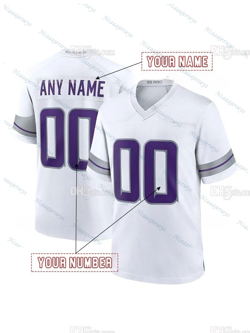 Factory Outlet Custom Football Jersey Jefferson McCarthy Moss Addison Hockenson Smith Men Women Youth Embroidered Design Polyester