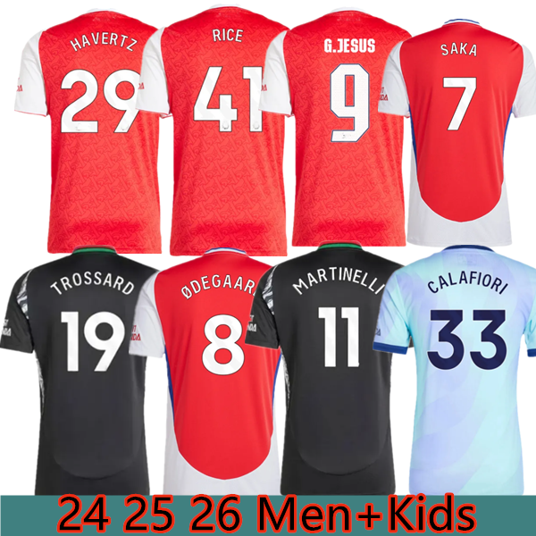 24 25 26 SAKA RICE soccer jerseys home away 3rd Gunners G.JESUS TROSSARD MARTINELLI Ian Wright ODEGAARD ARSen 2025 2026 Football jersey shirt Men Kids version Maillots