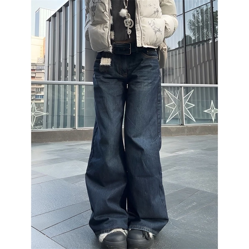 Y2K Baggy for Women Trendy Low Rise Casual Straight Leg Boyfriend Jeans Denim Pants with Pocket Streetwear Z260313