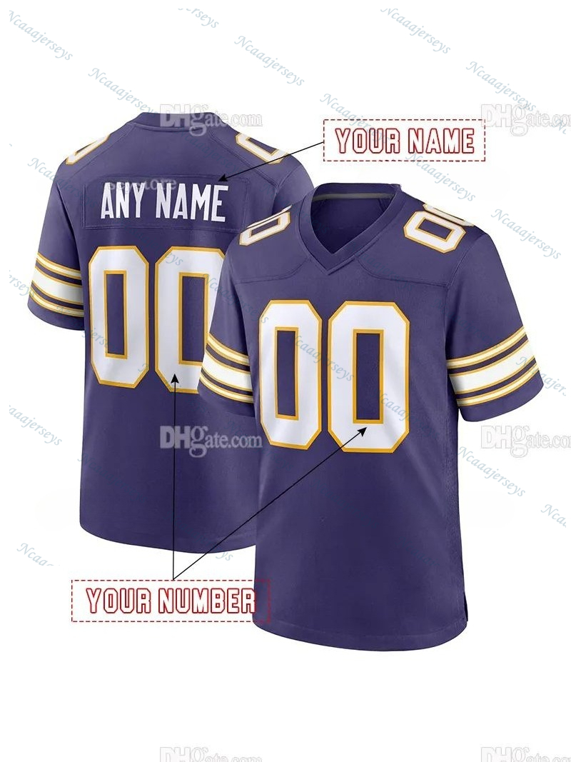 Factory Outlet Custom Football Jersey Jefferson McCarthy Moss Addison Hockenson Smith Men Women Youth Embroidered Design Polyester