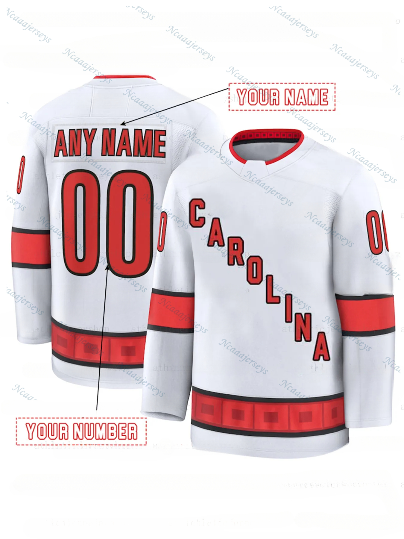 Custom 2025-26 Hockey Jersey Sebastian Aho Andrei Svechnikov Jaccob Slavin Seth Jarvis Brent Burns Mens Womens Youth