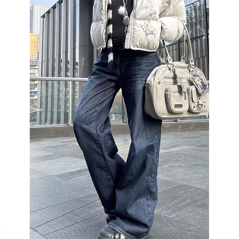 Y2K Baggy for Women Trendy Low Rise Casual Straight Leg Boyfriend Jeans Denim Pants with Pocket Streetwear Z260313