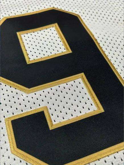 9 Drew Brees Comfy V-Neck Jersey White Mesh Embroidery for Training and Competition Breathable Moisture-Wicking American Football Shirt Free shipping