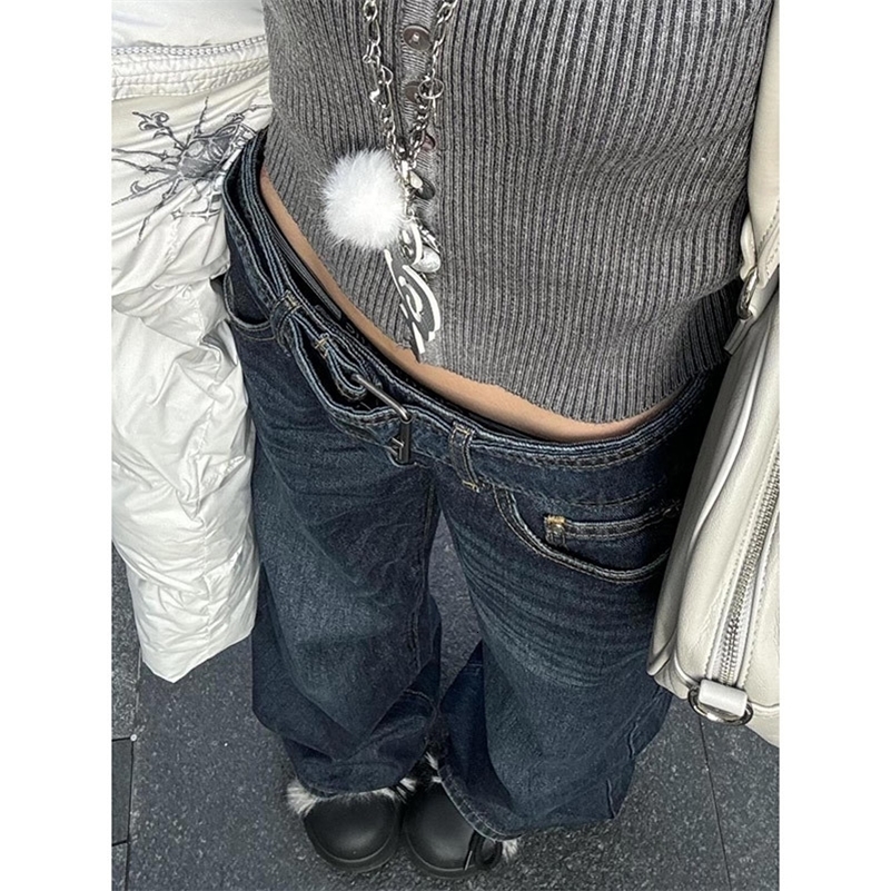 Y2K Baggy for Women Trendy Low Rise Casual Straight Leg Boyfriend Jeans Denim Pants with Pocket Streetwear Z260313