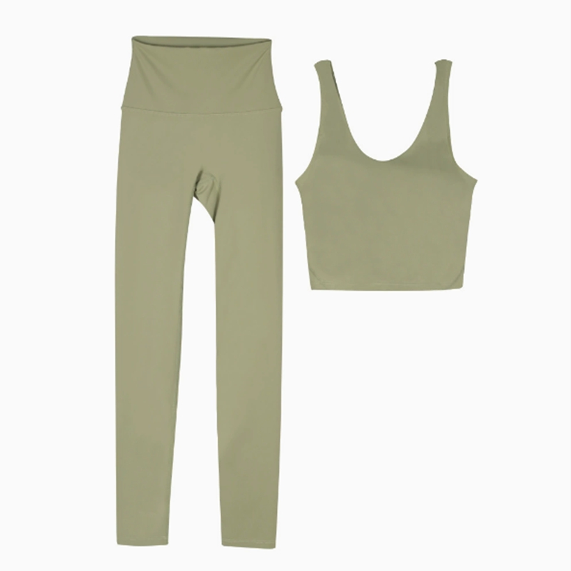 Lycra fabric women's yoga sports bra shock-absorbing vest high waist tight pants set push up jogging fitness sportswear gym leggings lingerie Top