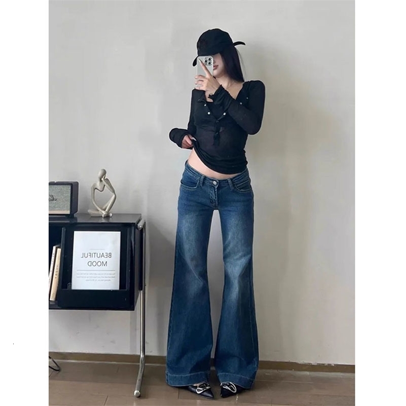 Lucyever Y2K Streetwear LowWaisted Jeans Women Korean Fashion Slimming Denim Flares Pants Spring Summer Sexy Wide Leg Trousers Z260313