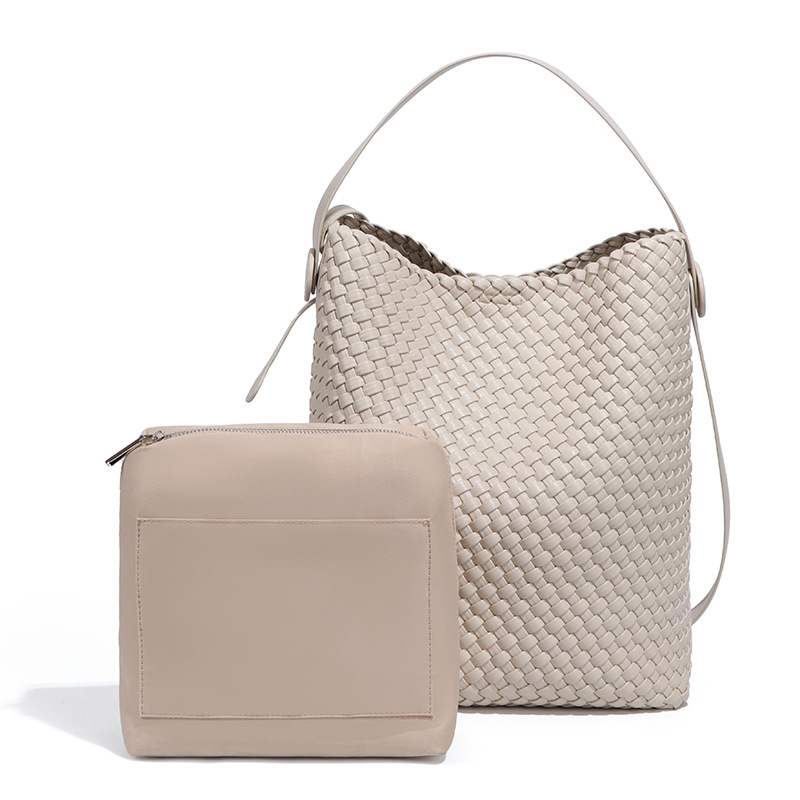 2025 New Retro Single Shoulder Crossbody With High-End Feel, Large Capacity Portable Bucket Armpit Bag, Woven Mother And Child Bag