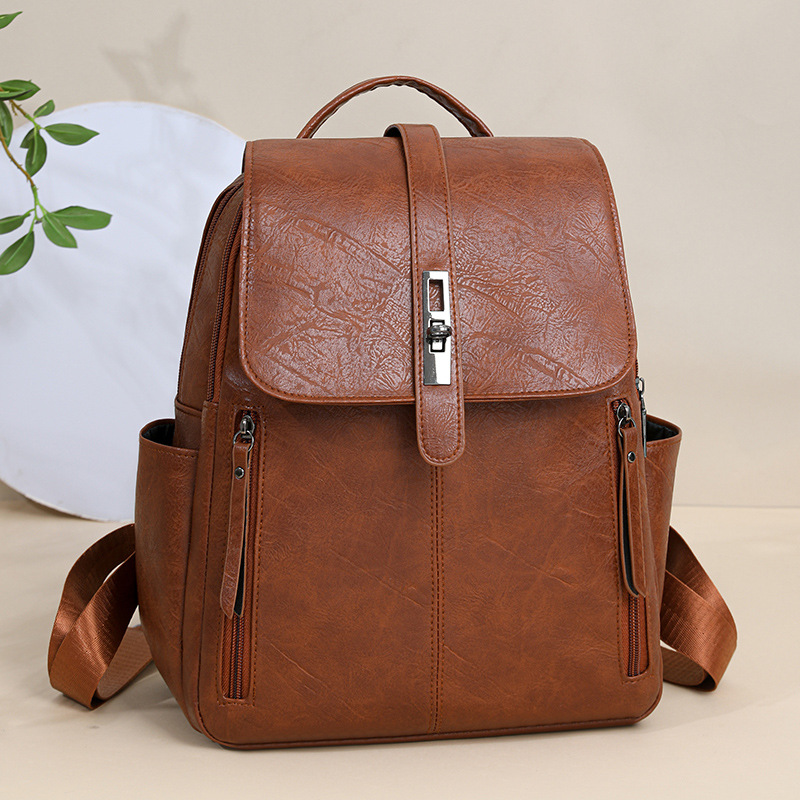 Designer new backpack female new style retro leisure presbyter large capacity backpack print fashion trend line big bag