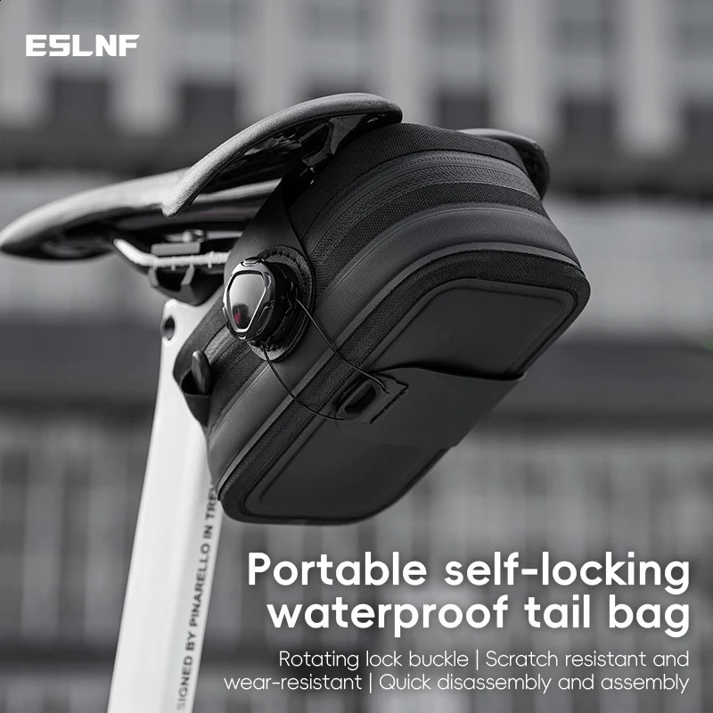 ESLNF Rainproof Cycling Bag Portable Mountain Bike Saddle Quick Release Buckle Road Bicycle 250912