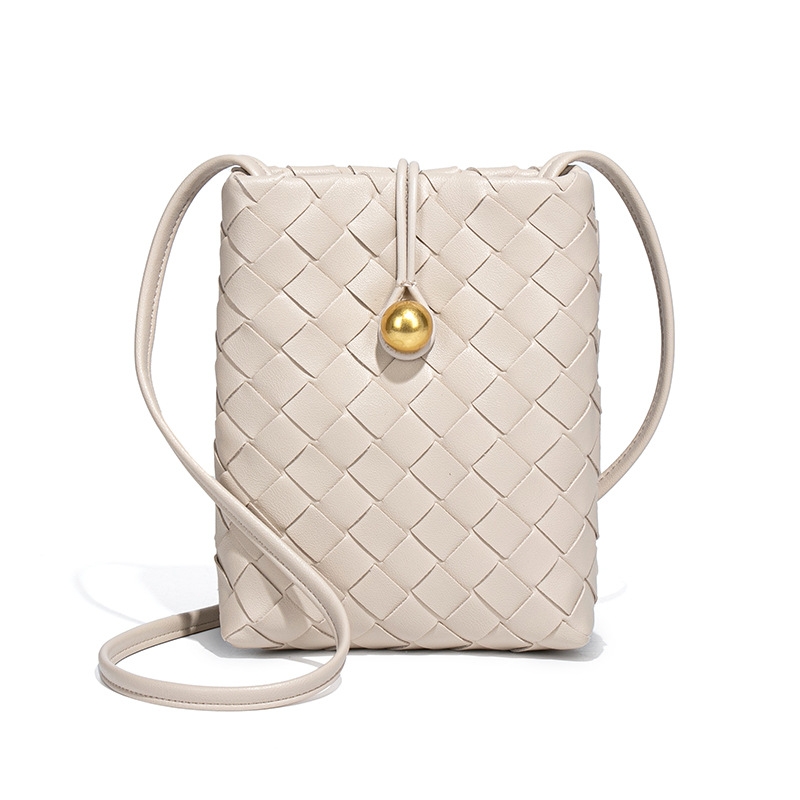 2025 New Mini Vertical Woven Mobile Phone Bag, Retro Versatile Crossbody Coin Purse, Niche Texture, Trendy Single Shoulder Women's Bag fashion De