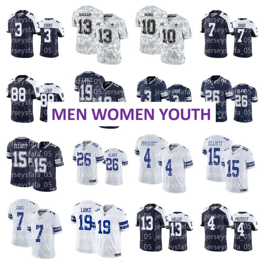 NFL Cowboys Jersey Ceedee Lamb DaRon Bland Deuce Vaughn Jake Ferguson Trevon Diggs Micah Parsons Cooper Rush Brandon Aubrey Mazi Smith Michael Gallup Trey Lance