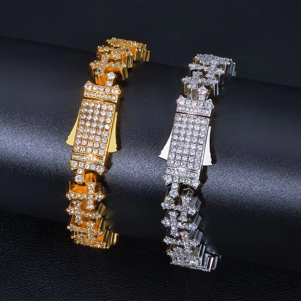necklace moissanite chain cuban link width11mm Vvs Moissanite Diamond Iced Out 925 Sterling Silve Hip Hop chains for men