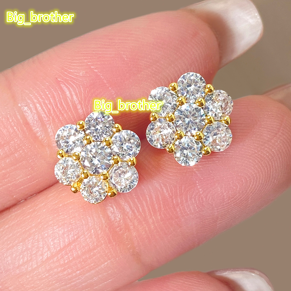 Foxi 18K Gold Plated 925 Sterling Silver Stud Earring Zirconia Waterproof Hypoallernic Fashionable Trendy Flower Silver Earrings