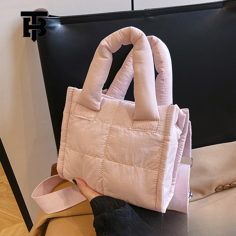 TB BHULAMTE Designer Bag Quilted Single Shoulder Women's Crossbody Bag Sparkling Silver Nylon Small Square Luxury Bag Lightweight And Fashionable