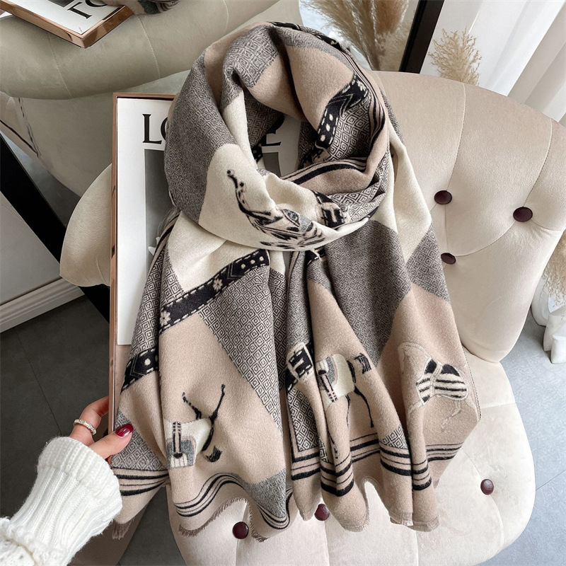 Free shipping designer Scarves light luxury fashion thick same style imitation cashmere warm scarf for womens office air conditioning shawl
