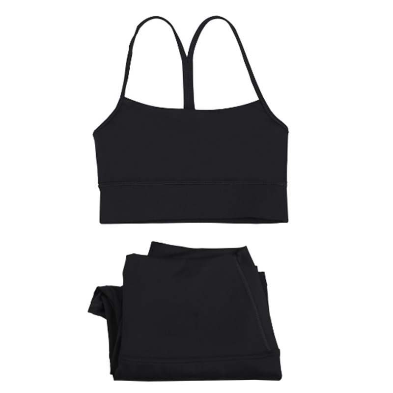 Women's yoga solid color sports bra shock-absorbing Y vest high waisted leggings set jogging fitness sportswear gym leggings underwear