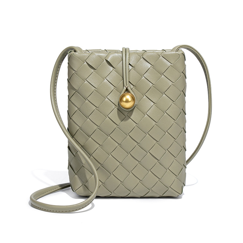 2025 New Mini Vertical Woven Mobile Phone Bag, Retro Versatile Crossbody Coin Purse, Niche Texture, Trendy Single Shoulder Women's Bag fashion De