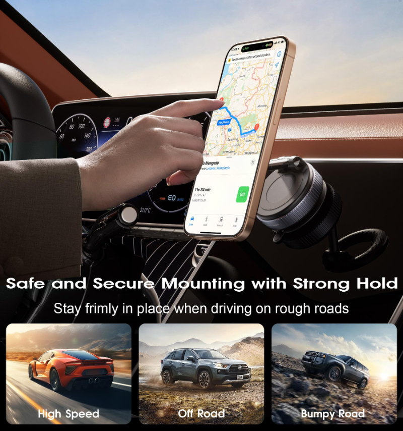 Magnetic Car Phone Holder Upgraded Vacuum Bracket 360 Rotation Desk Folding Suction Cup Phone Mount for Cell Phone Holders iPhone Samsung Android Xiao