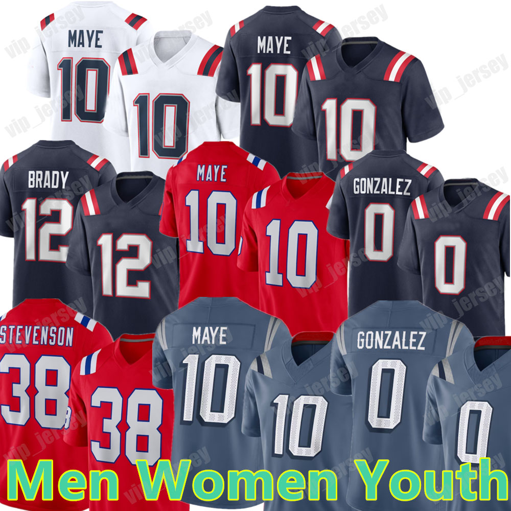 Custom Drake Maye Christian Gonzalez Football Jersey Demario Douglas Rhamondre Stevenson Randy Moss Stefon Diggs