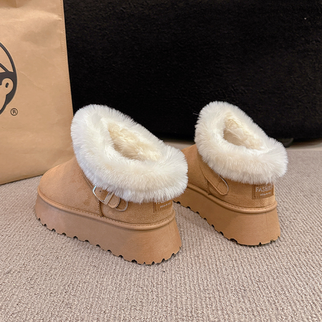 2025 Women's Fleece-Lined Snow Boots Martin Ankle Boots New Warm Winter Footwear Size 36-41 Winter Footwear