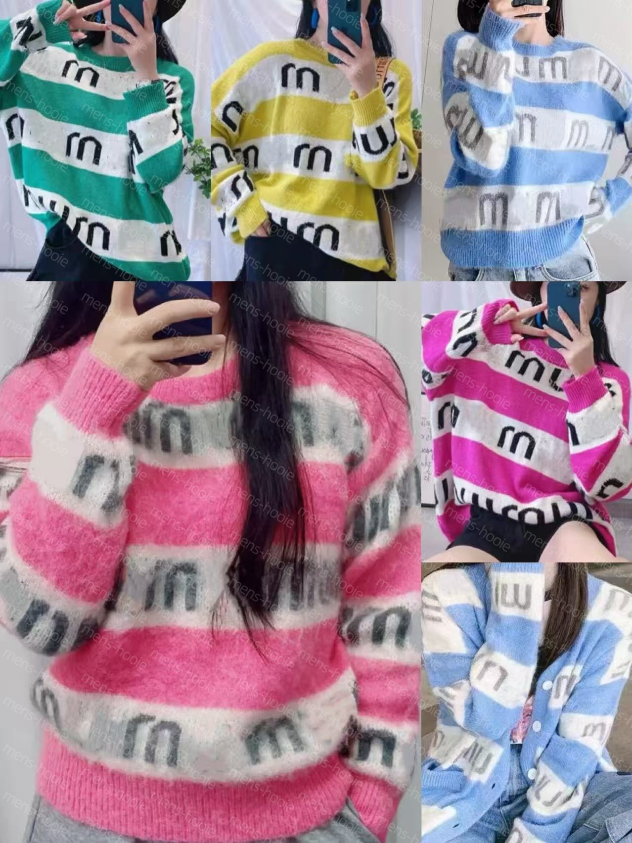 Women's designer knitted cardigan luxury jacket top for autumn and winter, printed round neck long sleeved women's sweater