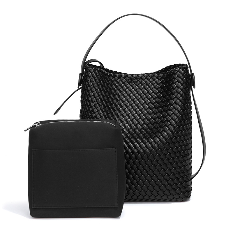 2025 New Retro Single Shoulder Crossbody With High-End Feel, Large Capacity Portable Bucket Armpit Bag, Woven Mother And Child Bag
