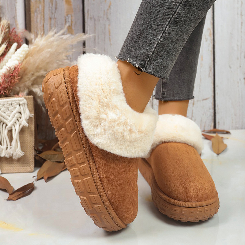 Winter new thick soled and plush women's snow boots large size 36-42 warm plush Cotton-padded ankle boots free shipping brown camel