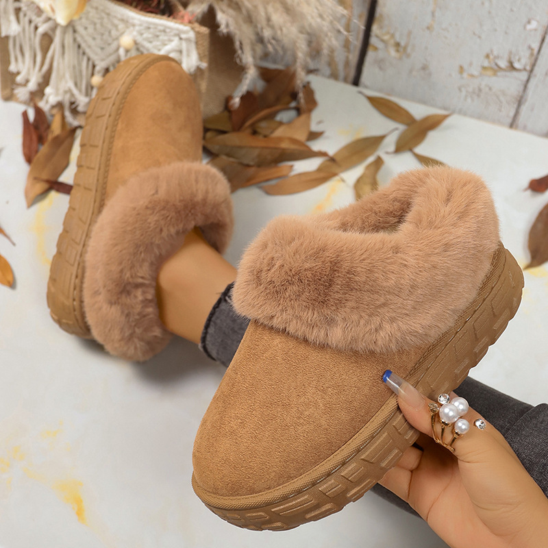 Winter new thick soled and plush women's snow boots large size 36-42 warm plush Cotton-padded ankle boots free shipping brown camel