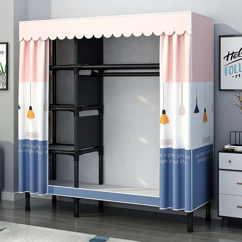 2025 Dwe74 New Home Bedroom Simple Assembly Cloth Wardrobe For Rental Thickened And Reinforced Full Steel Frame Economical Durable