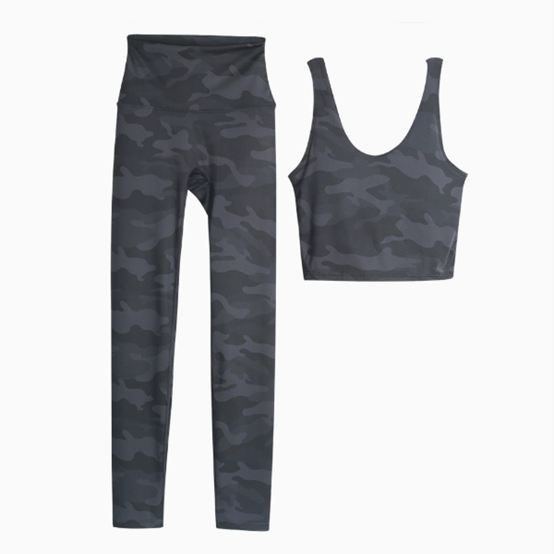 Lycra fabric women's yoga sports bra shock-absorbing vest high waist tight pants set push up jogging fitness sportswear gym leggings lingerie Top