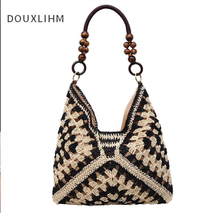 douxlihm Free shipping designer Bag Super fire ins lazy style woven bag straw woven bag high capacity women bag Bohemian style fake wind beach bag