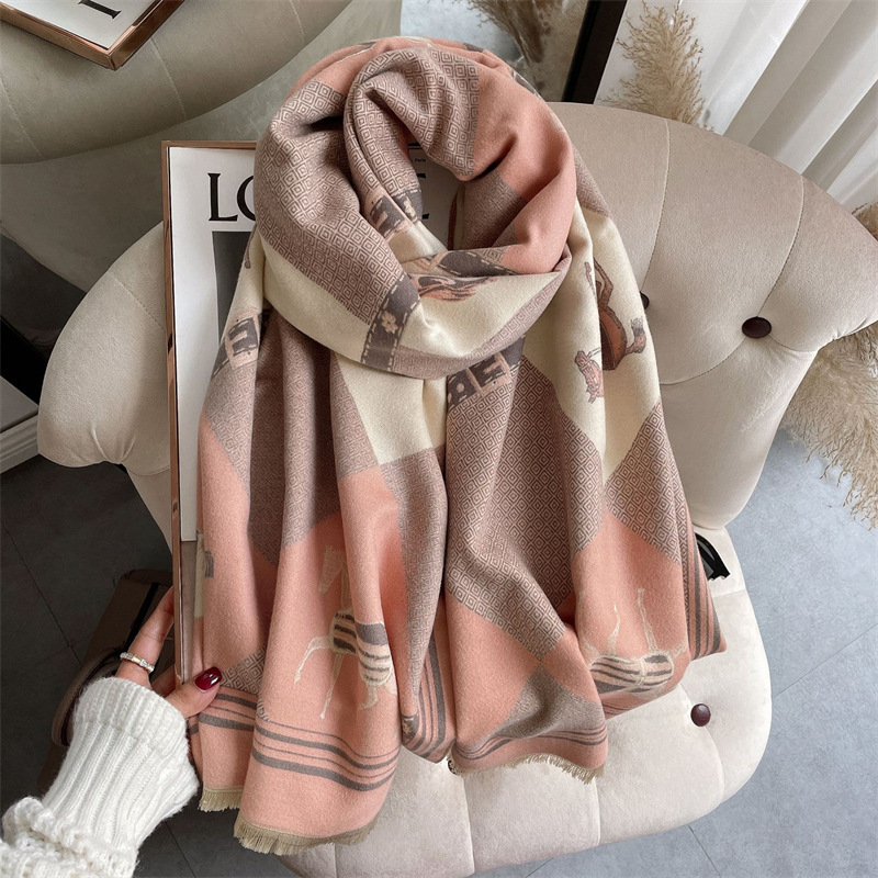 Free shipping designer Scarves light luxury fashion thick same style imitation cashmere warm scarf for womens office air conditioning shawl