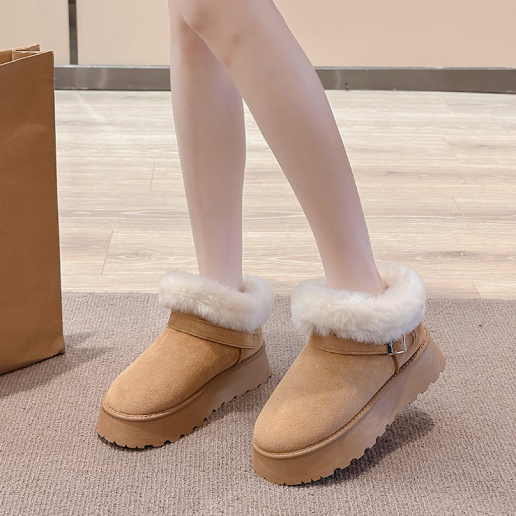 2025 Women's Fleece-Lined Snow Boots Martin Ankle Boots New Warm Winter Footwear Size 36-41 Winter Footwear
