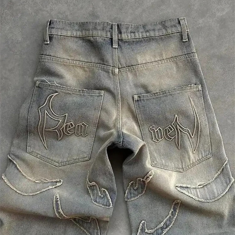 erican Patch Baggy Casual Jeans For Men And Women Y2K Strt High Waist Wide Leg Denim Trousers Z260313