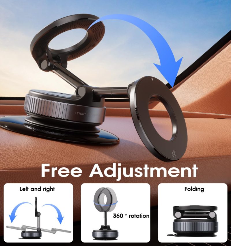 Magnetic Car Phone Holder Upgraded Vacuum Bracket 360 Rotation Desk Folding Suction Cup Phone Mount for Cell Phone Holders iPhone Samsung Android Xiao