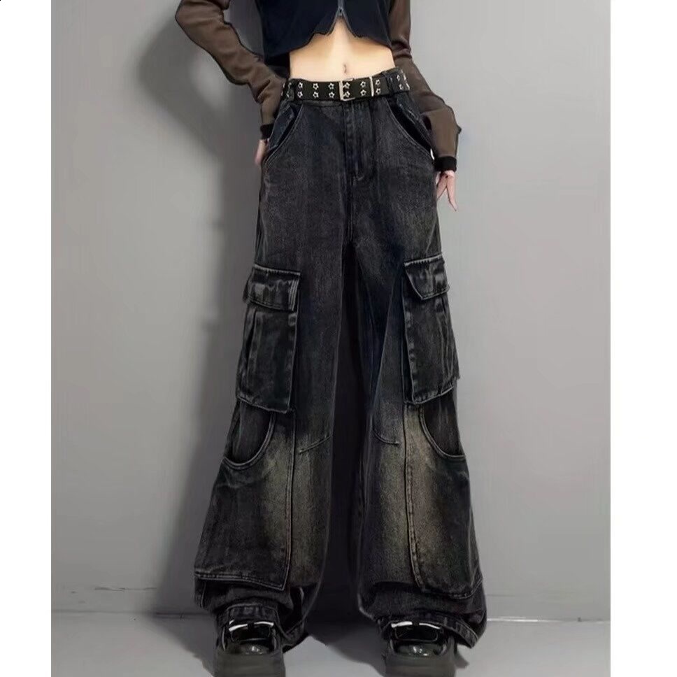 American High Street Design Workwear Jeans for Men and Women Autumn and Winter High Waist Straight250116