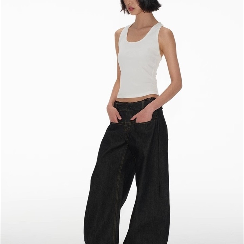 Vintage Baggy Low Waist Women Y2K Wide Pants Oversized Harajuku White Lace Straight Leg Jeans Z260313