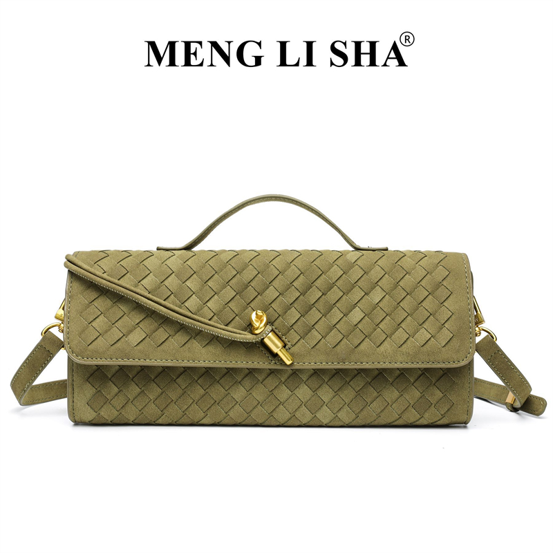 MENG LI SHA designer bag free shipping Light luxury high quality New autumn winter frosted suede woven dinner bag women's versatile commuting han