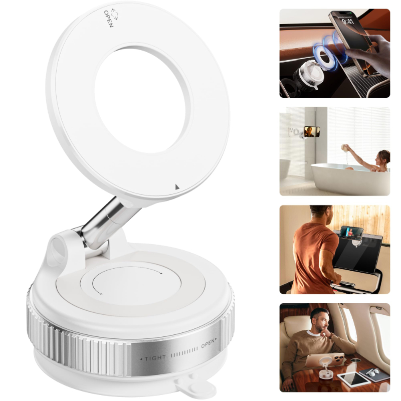 Magnetic Car Phone Holder Upgraded Vacuum Bracket 360 Rotation Desk Folding Suction Cup Phone Mount for Cell Phone Holders iPhone Samsung Android Xiao