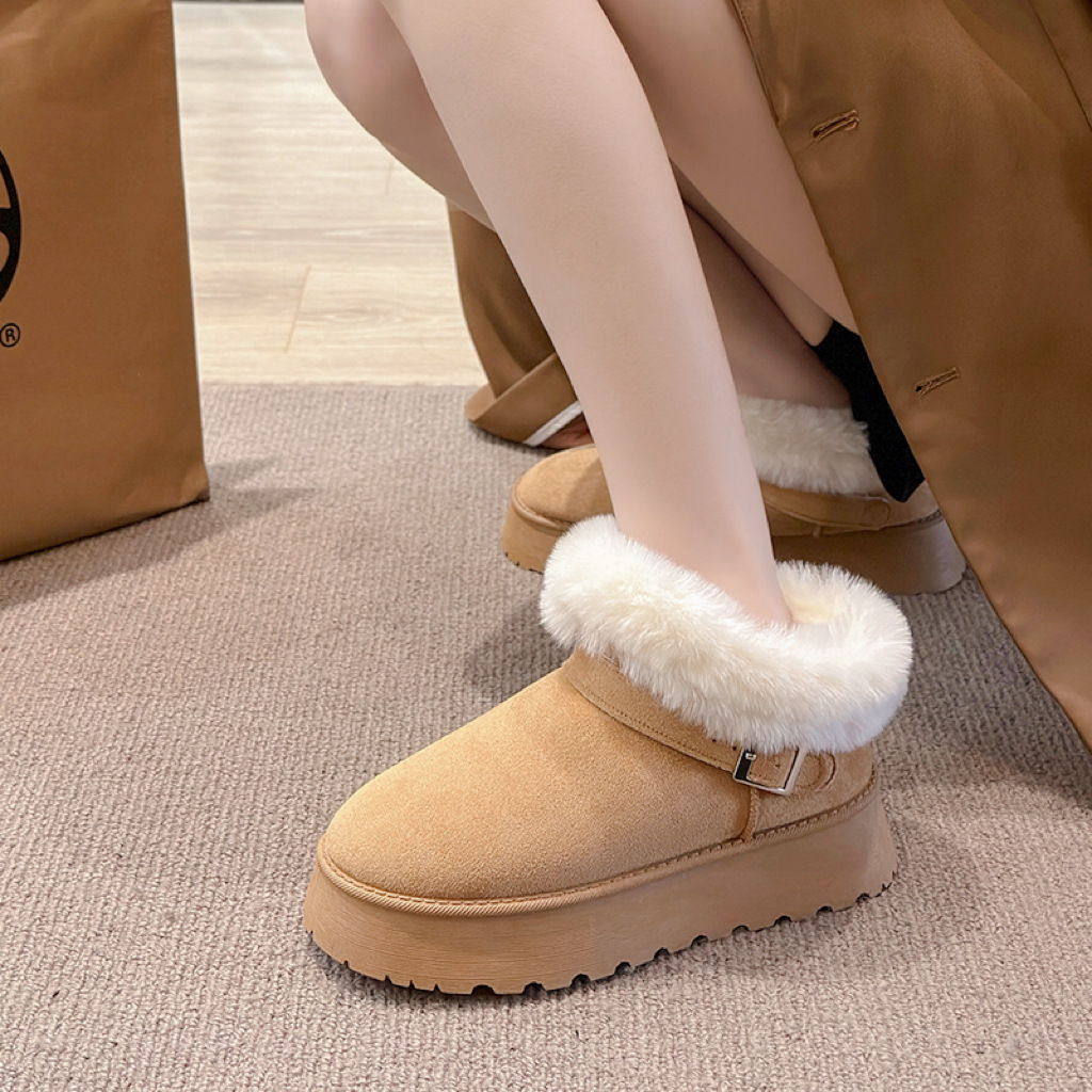 2025 Women's Fleece-Lined Snow Boots Martin Ankle Boots New Warm Winter Footwear Size 36-41 Winter Footwear