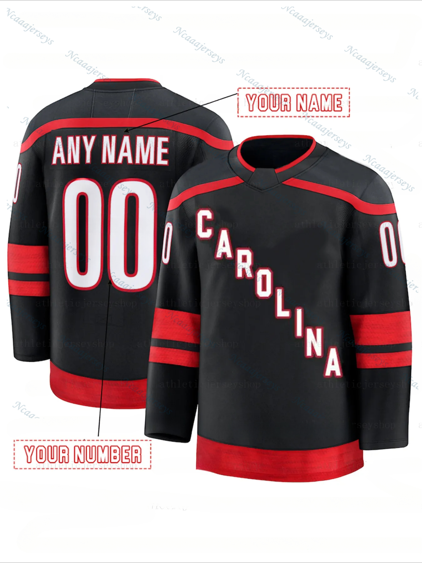 Custom 2025-26 Hockey Jersey Sebastian Aho Andrei Svechnikov Jaccob Slavin Seth Jarvis Brent Burns Mens Womens Youth