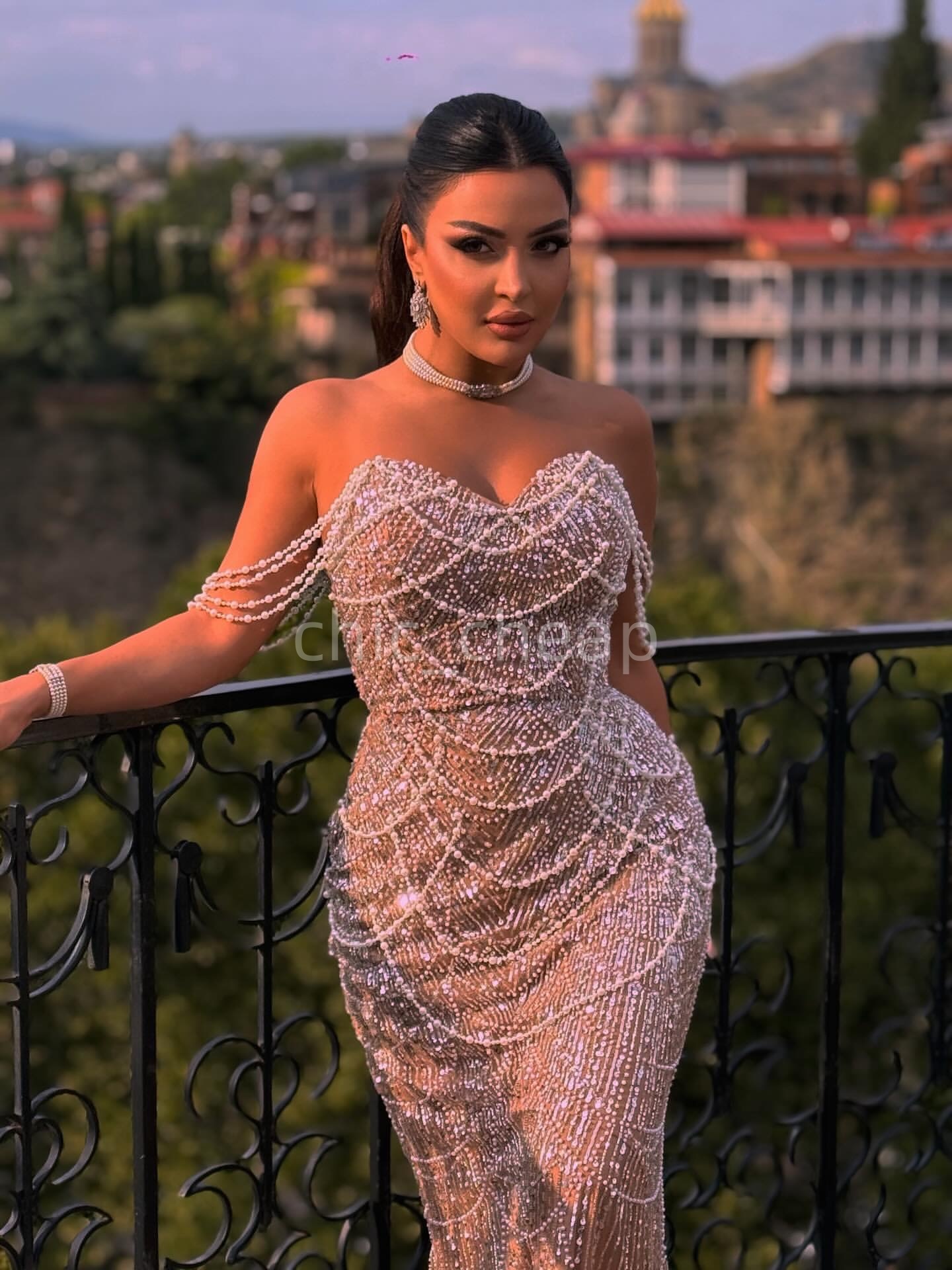 Aso Ebi Champagne Mermaid Prom Dresses 2025 Illusion Sequined Pearls Evening Formal Party Second Birthday Engagement Gowns Plus Size Dress For Special